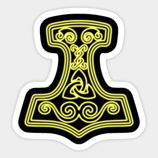 Thor hammer - Mjöllnir - yellow neon Sticker